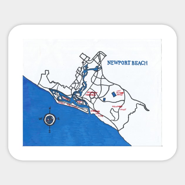 Newport Beach Sticker by PendersleighAndSonsCartography